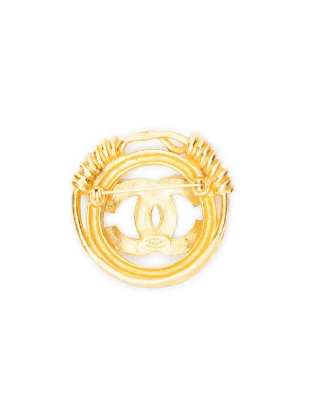 Chanel CC Logo Round Brooch Gold Plated